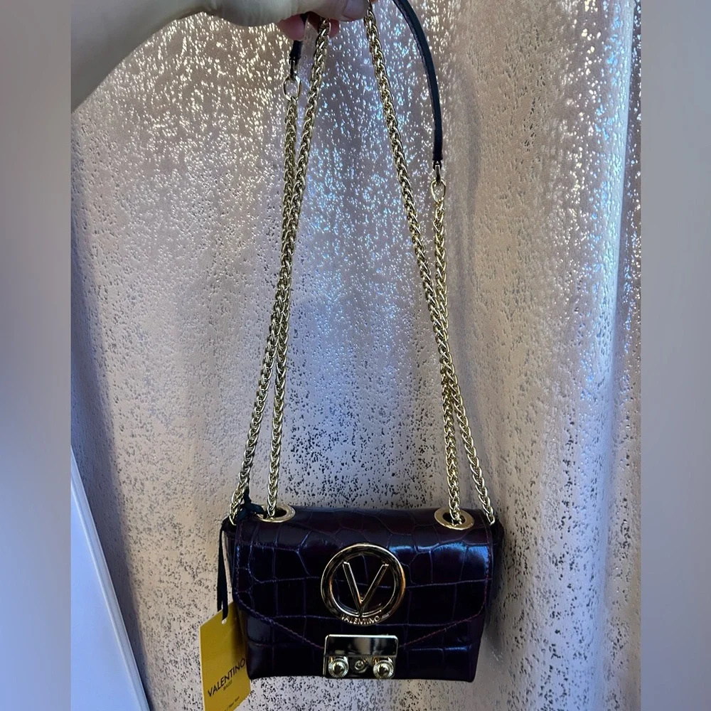💕Valentino Croc-Embossed Crossbody Bag